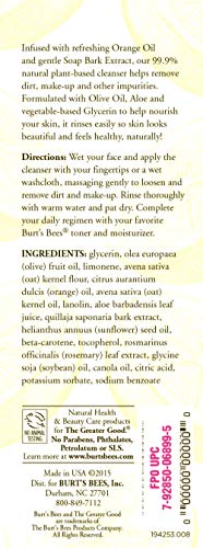 Burt's Bees Orange Essence Facial Cleanser, Sulfate-Free Face Wash, 4.3 Oz (Package May Vary)