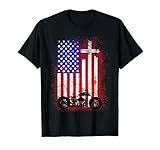 Vintage Motorcycle USA Flag Christian Faith for Bikers T-Shirt