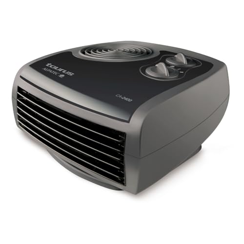 Taurus CA2400 - Radiateur soufflant 2400W, Thermoventilateur, 3 positions froid/Chaud, Surface jusqu'à 24m2, Thermostat réglable, Range cordon, Noir