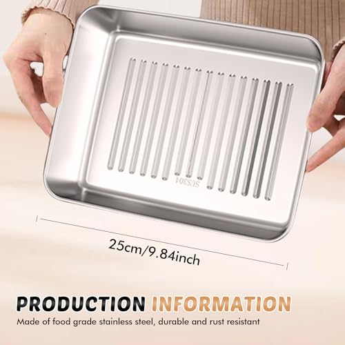 Panierschalen Set, 4 Stück Panierstrasse aus Hochwertigem Edelstahl, Panierschalen, Panierset 25x20x5,5cm, Rechteckige Metall Gastro Behälter, Schale zum Panieren, Panierstraße für Küche und Gastro