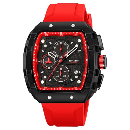 Image of SKMEI Tonneau Analog Watch - Men's Quartz Fashion Sports Watch, Analog Display, 30M Water-Resistant, Stopwatch & Date Function, Durable Zinc Alloy Case - 9341