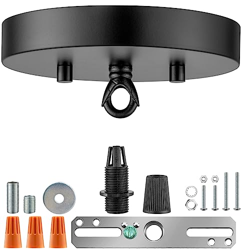 Plaque pour luminaire 15,2 cm noire pour cacher les fils