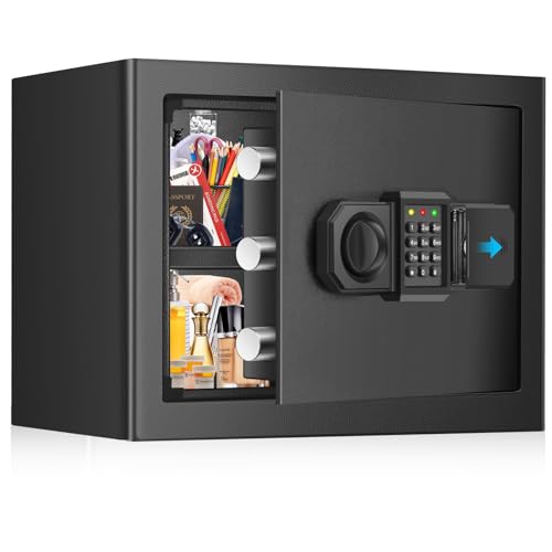 25L Safe Tresor für Zuhause, Feuerfester Tresor mit Schlüssel, Abnehmbarem Regal und Alarmanlage, Digitaler Tresore für Bargeld Reisepass Dokumente 25L Safe Tresor für Zuhause, Feuerfester Tresor mit Schlüssel, Abnehmbarem Regal und Alarmanlage, Digitaler Tresore für Bargeld Reisepass Dokumente