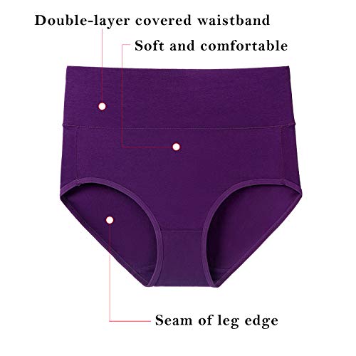 Image of Women's High Waist Cotton Underwear Soft Brief Panties Decorated with Lace Regular and Plus Size