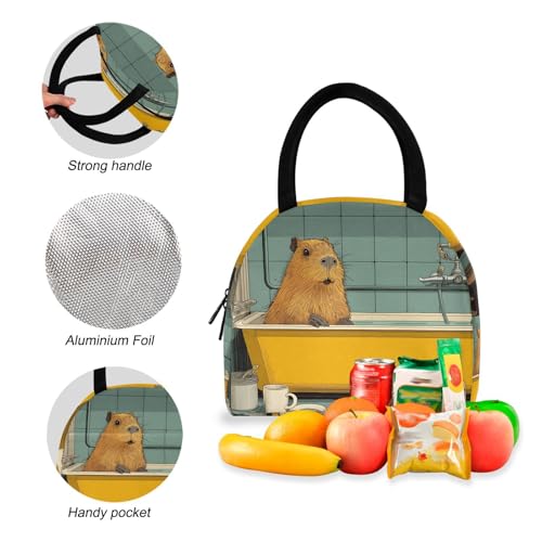 Backpack Lunch Box Set Large Capacity Travel Backpacks and Insulated Lunch Bag for Commute Hiking Picnic Bathing Capybara Print4