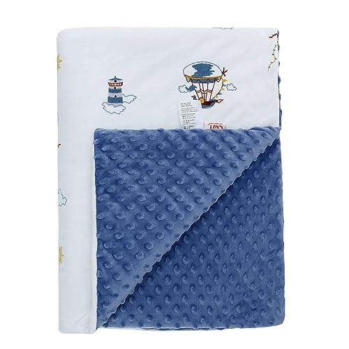 LAT Cobertores para bebés inverno com Minky 75 x 100 cm - manta de carrinho bebé manta de peluche manta bebé para recém-nascidos, meninas e meninos (balão de ar quente)