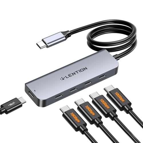 LENTION 4-Port USB C Hub with Long Cable 2FT, USB C Hub Multiport Adapter 4 x Type C 3.2 10Gbps...