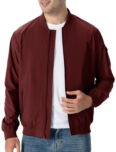 Image of TBMPOY Men's Windproof Bomber Jackets Lightweight Track Jackets Windbreaker Outdoor Golf Fashion Coat