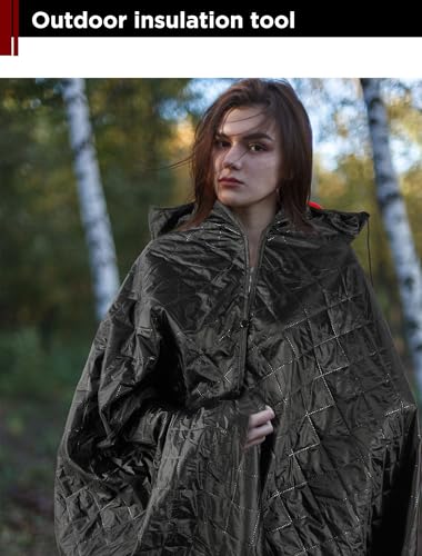 E EASTSTORM Reisedecke Autodecke, 300gsm Hautfreundliche Flanell-Innenausstattung mit Kissenverpackung, PU 3000 Wasserdicht, Warme Winddichte Camping Outdoor Decke, Hoodie Decke Geschenk, 200x140CM