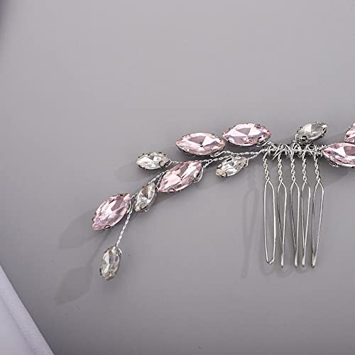 Peine para cabello Rhinestone color rosa 14 cm miniatura 2