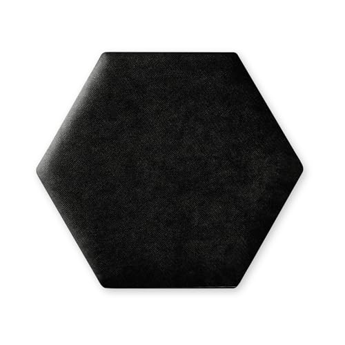 Taphiceros Hex Panel Mural Acolchado, 30x26 Cm, Alova 90, Negro, Cojín Mural Hexagonal Cabecero Acolchado Placa Acolchada Para Dormitorio, Salón, Despacho, Habitación Infantil