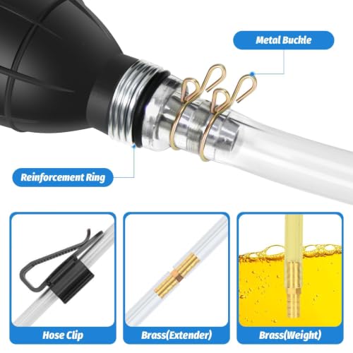 Image of Gasoline Siphon Hose, Gas Oil Water Fuel Transfer Siphon Pump, Portable Widely Use Hand Fuel Pump, Fuel Transfer Pump with PVC Hoses (Black)