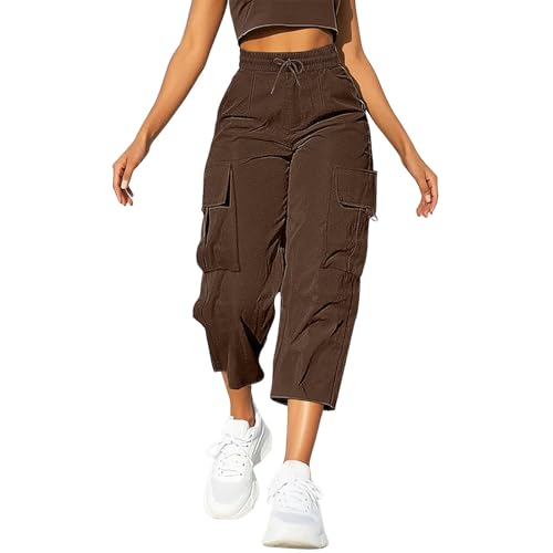 Cargo Capris for Women Plus Size High Waisted Elastic Cargo Athletic Pants Dressy Casual Summer Travel Long Shorts