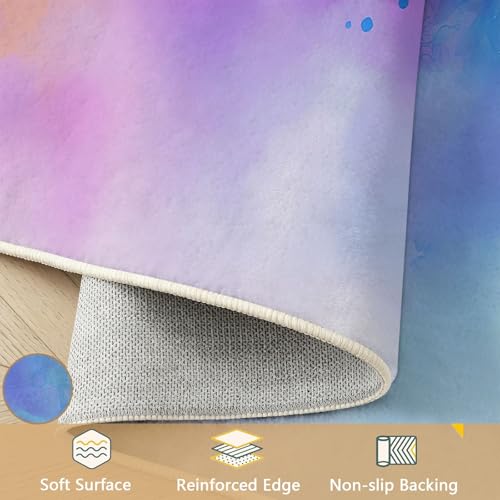Tapis aquarelle moderne multicolore 60x90 cm poils courts lavable - 6