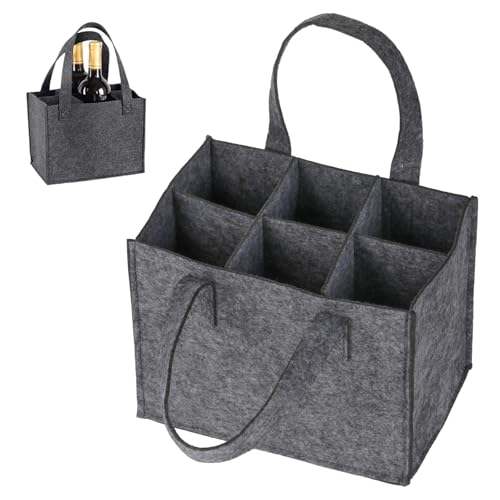 Bbtcxjs Porte-bouteilles en feutre pour 6 bouteilles, style simple, panier pliable, gris