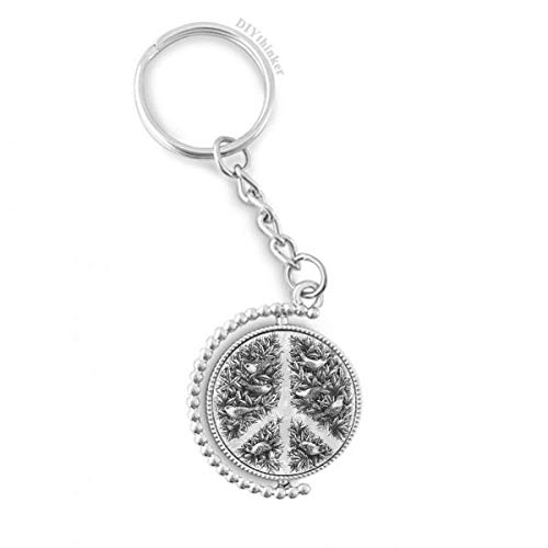 Porte-clés symbole de paix rotatif pour retrouver facilement vos clés de maison