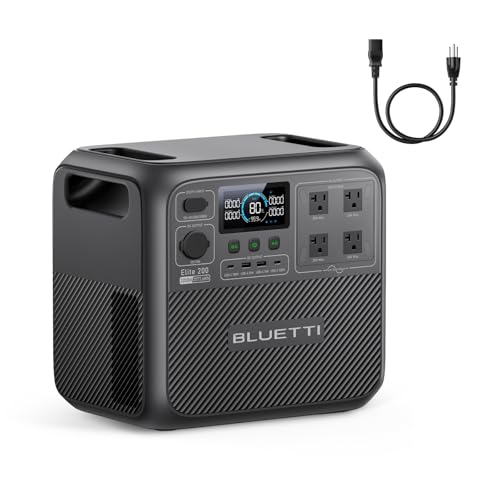 Image of BLUETTI Elite 200 V2 Portable Power Station with AC Cable, 2073.6Wh LFP Battery Backup w / 4 2600W AC Outlets, 17-Year Lifespan, Solar Generator for Camping, Off-grid