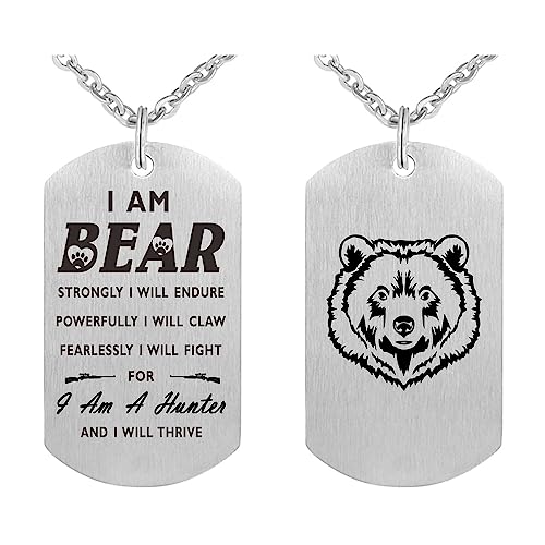 Fashion Bear Pendant Necklace I am Bear Gift Dog Tag Jewelry Keychain