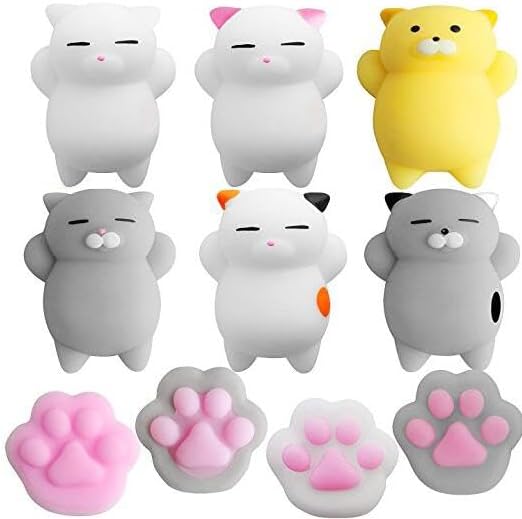 Outee 10 piezas de juguetes Mochi lindos, juguetes de gato Mochi para aliviar el estrés, juguetes para fiestas, juguetes para niños, juguetes de