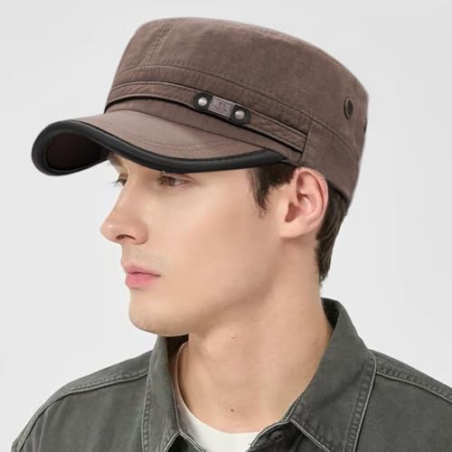Image of Cadet Army Hat 2 Pieces Flat Top Cap Unisex Military Hat for Women Men