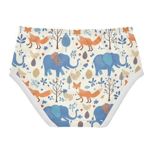 Wusikd Foxes Elephants Girls' Underwear Cotton Trees Girls Briefs Soft Toddler Underwear 2T2