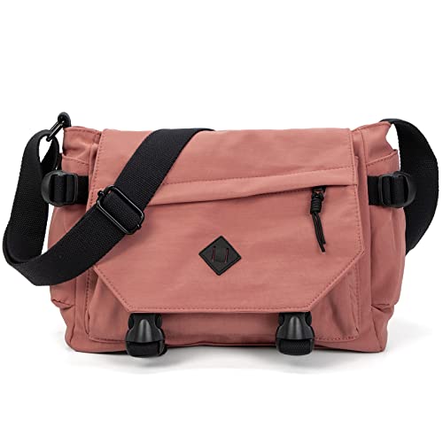 Etidy Large Nylon Crossbody Bag For Women Men Waterproof Lightweight Casual Shoulder Bookbag（Pink） #TOP9