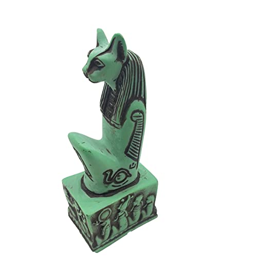 Estatua Bastet Diosa Egipcia Verde 10.8 cm