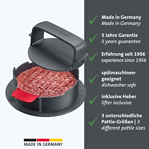 Foto von Westmark Hamburgermaker VARIO PLUS – Robuste Burgerpresse für Patties, individuelle Patty-Größen einstellbar, saubere Anwendung, auch für vegane Burger – ABS