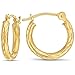 14k Gold Small Hoops Diamond-cut Engraved Hoop Earrings (Yellow Gold)