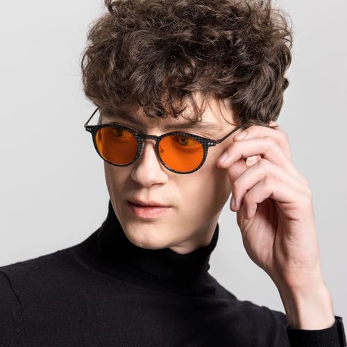 Image of ANYLUV Blue Light Glasses Men, Stylish Square Carbon Fiber Eyewear, Anti Eyestrain, Lightweight Mens Computer Gaming Glasses