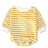 Salute Baby Infant Boys Girls Stripe Romper Long Sleeve Onesie Shirt Bodysuit Clothes Set Tops Casual Jumpsuit 80 Yellow
