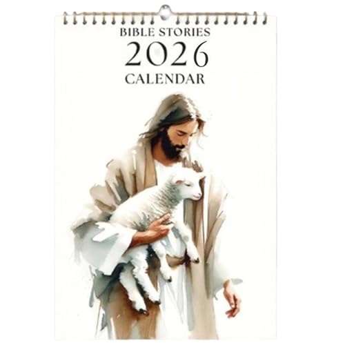 Calendario De Pared 2026 - Calendario Cristiano Planificador 2026, Planificador Religioso Cristiano De Pared | Jesús Inspirador Sostiene Ovejas Para Usar En La Cocina, El Dormitorio O La Sala De Estar