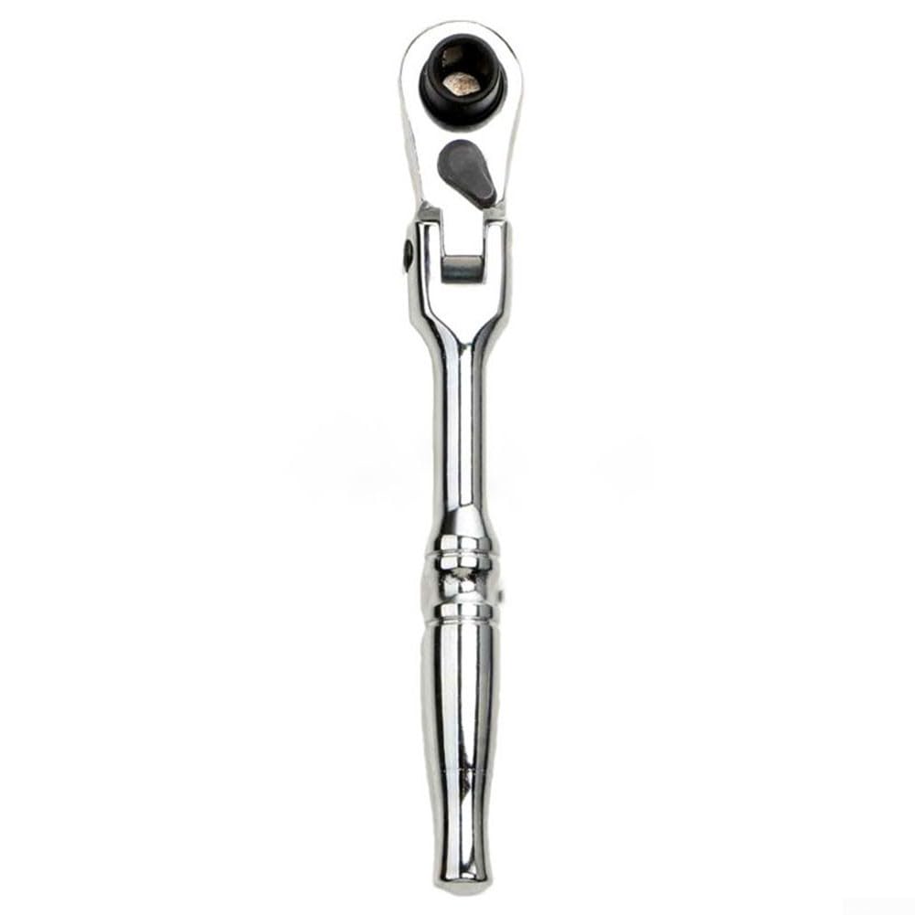 1/4in Flex-Head Ratchet, 72-Tooth Reversible with 1/4in Hex Bit Driver, 180° Head, 5° Swing for Tight Spaces(Sliver)