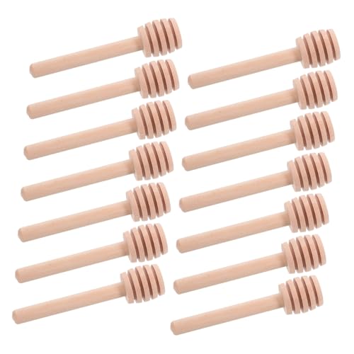 PRETYZOOM 20pcs Wooden Honey Stirrer Spoon Honey Stick for Tea Kitchen Utensil Honey w
