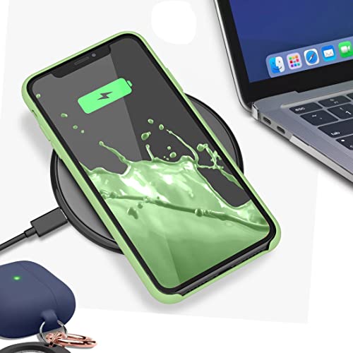 Image of VONZEE Liquid Silicone Soft Back Cover for iPhone 11 Case, Shockproof Slim Camera & Full Body Protection Non Yellowing Cover with Microfiber Lining & Logo Cut (6.1 Inch) -Matcha Green