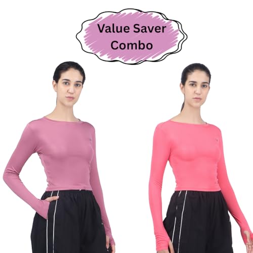 Image of Amazon Brand - INKAST Women Solid Fit T-Shirt | Active Wear Crop Tops with Thumbhole | Casual Sport Wear | Gym | Training | Running | Workout
