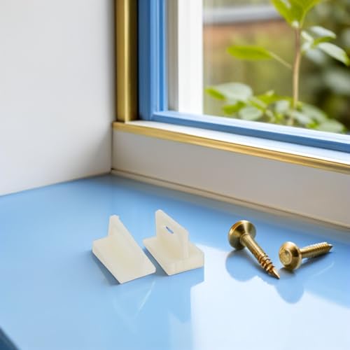 10 Pack Guías Inferiores para Puertas Pocket, Soportes de Montaje en Jamba de Plástico Beige con Tornillos | Herrajes para Guía Inferior de Puertas Deslizantes para Clósets y Sistemas Pocket, Reemplazo Montado en Marco, 1.18 x 0.79 pulg miniatura 5