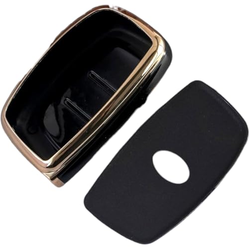 Image of TPU Car Key Cover Black & Golden Compatible for Hyundai Creta, Venue, I20 (2021),Elantra, Tucson (Hyundai, 4 Button Push Smart Key)