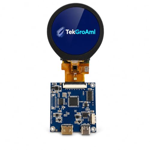 Image of TekGroAml 2.1 Inch Round Touch LCD Display with 480x480 HDMI Board | 300 nits IPS Capacitive Touchscreen, for PC Touch Panel, SBC Dashboard, Windows Compatible