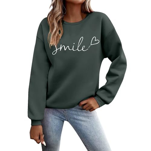 GXYANiaoy Maglioni Donna Invernali - Felpa con Lettere Stampato Maniche Lunghe Girocollo Maglione Autunno Inverno Donna Lettere Stampato Comodo Casual Top Sportivo Streetwear Top