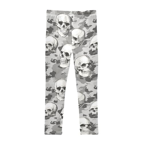 Skulls Camouflage Pattern Girls Leggings Soft Stretch Workout Yoga Dance Pants for Kids Casual Tights2