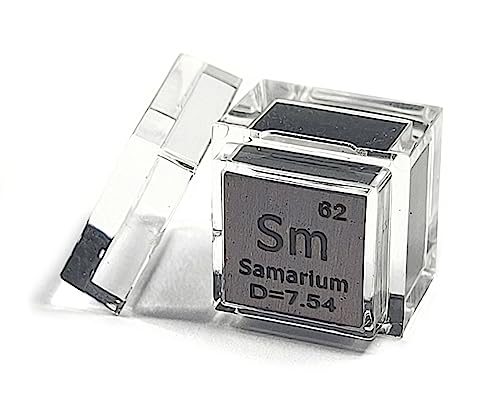 Image of 0.39 inch 10mm Samarium Metal Cube Sm up to 99.9% Pure Periodic Table Element Engraved Density Collection Science Education Display Block Cube + Acrylic Case Box - 1PC