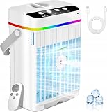 Mobile Klimaanlage, 4 in 1 Mini Klimaanlage mit Kühlen Nebel, Klimaanlage Mobil, klimagerät ohne abluftschlauch, Klimaanlage mobil mini mit 3 Stufen & 7 Farben Nachtlicht für Zuhause/Büro
