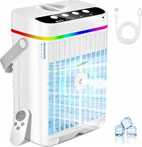 Mobile Klimaanlage, 4 in 1 Mini Klimaanlage mit Kühlen Nebel, Klimaanlage Mobil, klimagerät ohne abluftschlauch, Klimaanlage mobil mini mit 3 Stufen & 7 Farben Nachtlicht für Zuhause/Büro