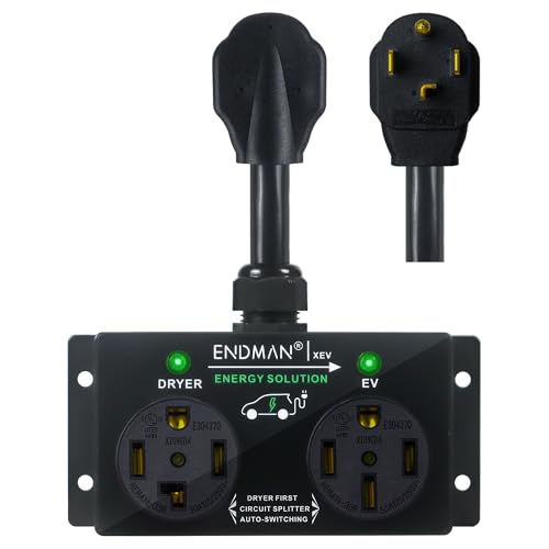 Automatic Power Switch & Adapter (NEMA 14-30P to 14-50R) - Intelligent Dryer Splitter Sharing 240V Outlet - Level 2 EV Charging Station for Tesla & All EVs