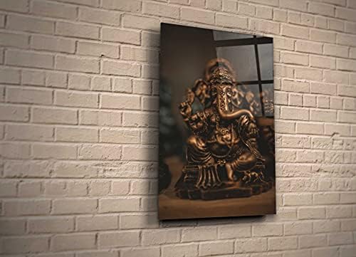 Ganesha Sculpture Hindi God Asian Ethnic Glass Wall Art Oriental Home Décor Religious Gift