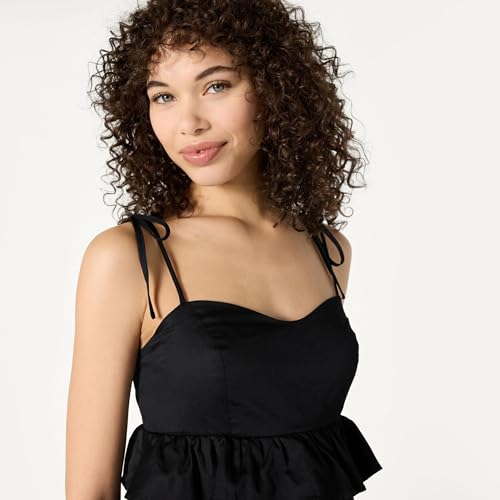Image of Amazon Essentials Women's Fit and Flare Empire Waist Sweetheart Neck Cotton Sateen Tiered Maxi Dress