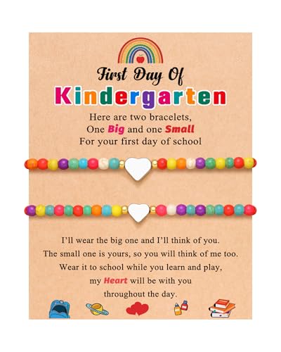 Back to School Gifts Colorful Matching Heart Bracelets Set for Mother and Daughter