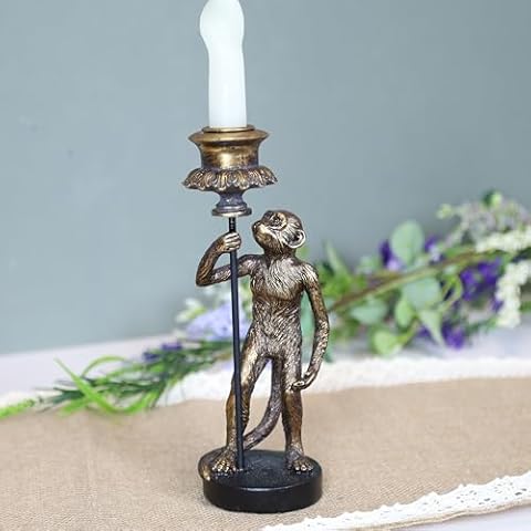 24cm Antique Copper Monkey Candle Holder Cover