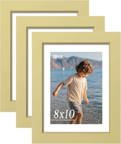 Image of VCK 8x10 Picture Frames 3 Pack, Gold Wood Photo Frame, Wall Display